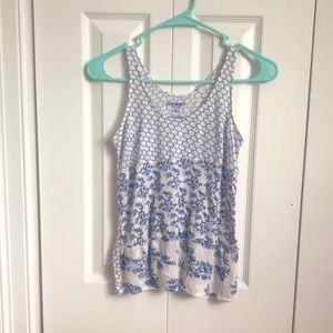 blue patterned blouse